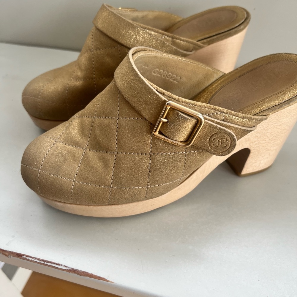 Gold Chanel Clogs